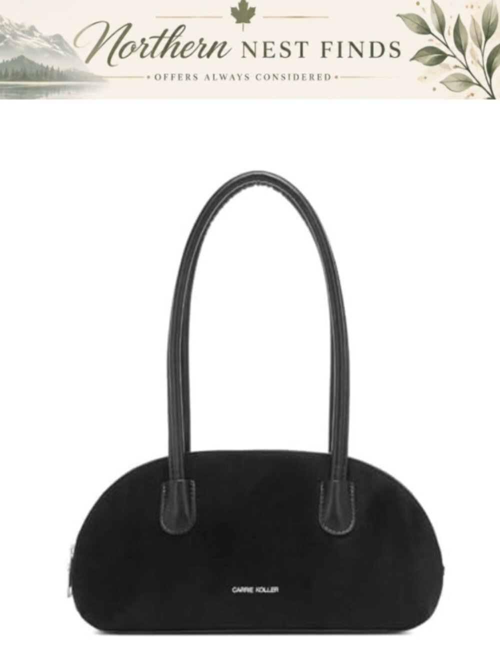 Faux Suede Crescent Hobo Bag Top Handle Underarm Shoulder Purse